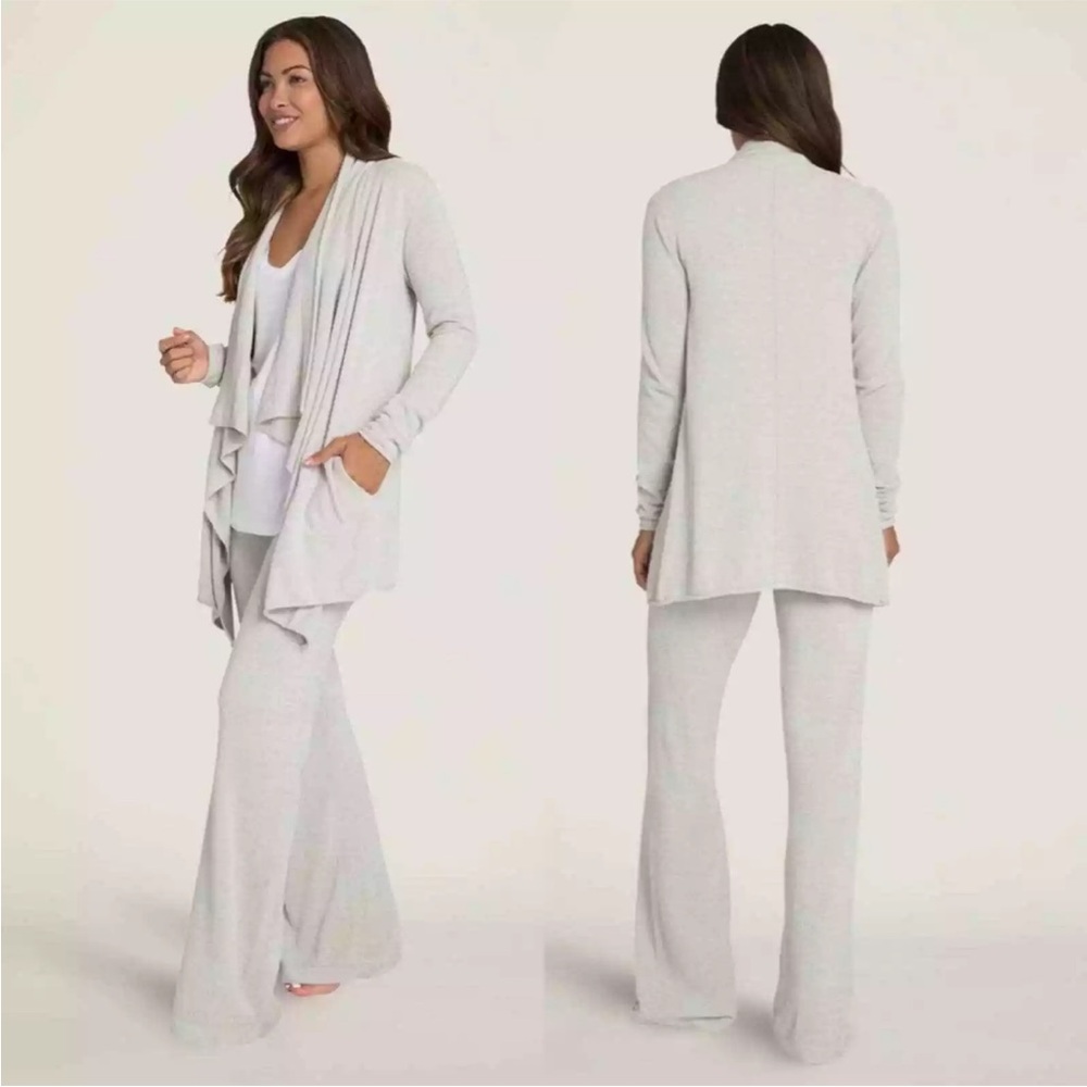 Barefoot Dreams CozyChic Ultra Lite High‎ Low Waterfall Open Cardigan Sz L/XL